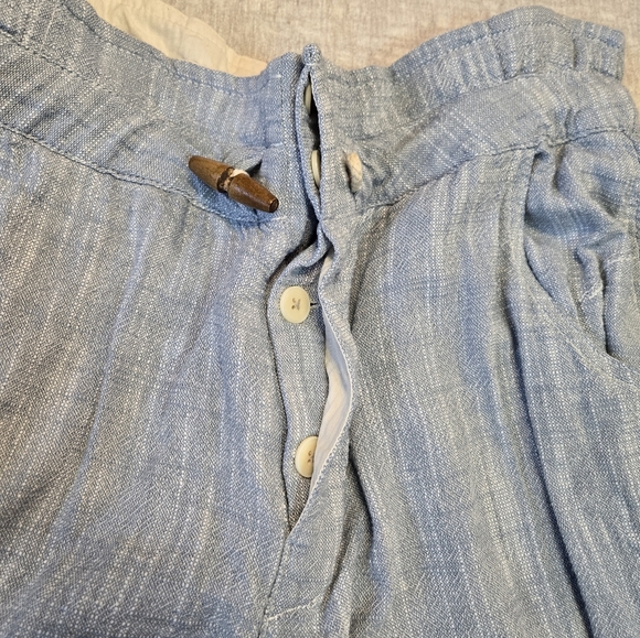 Light Blue Free People Paper Bag Linen Blend Pants Size M - Picture 4 of 12